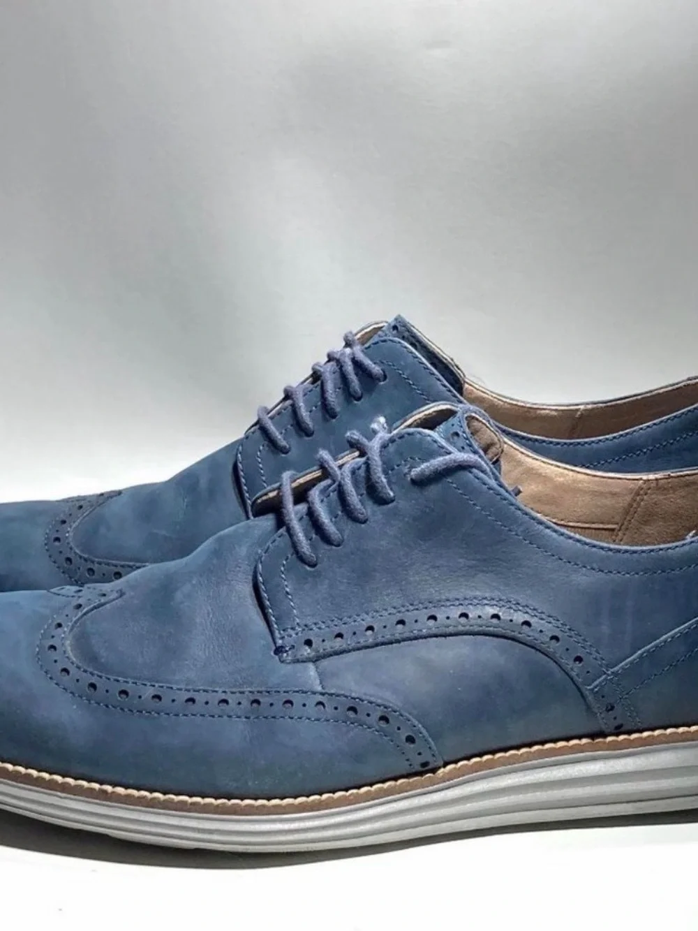 Cole Haan Navy Blue Leather Wingtip Derby